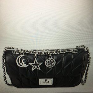 Karl Lagerfeld Sun Moon Stars Black Leather Purse